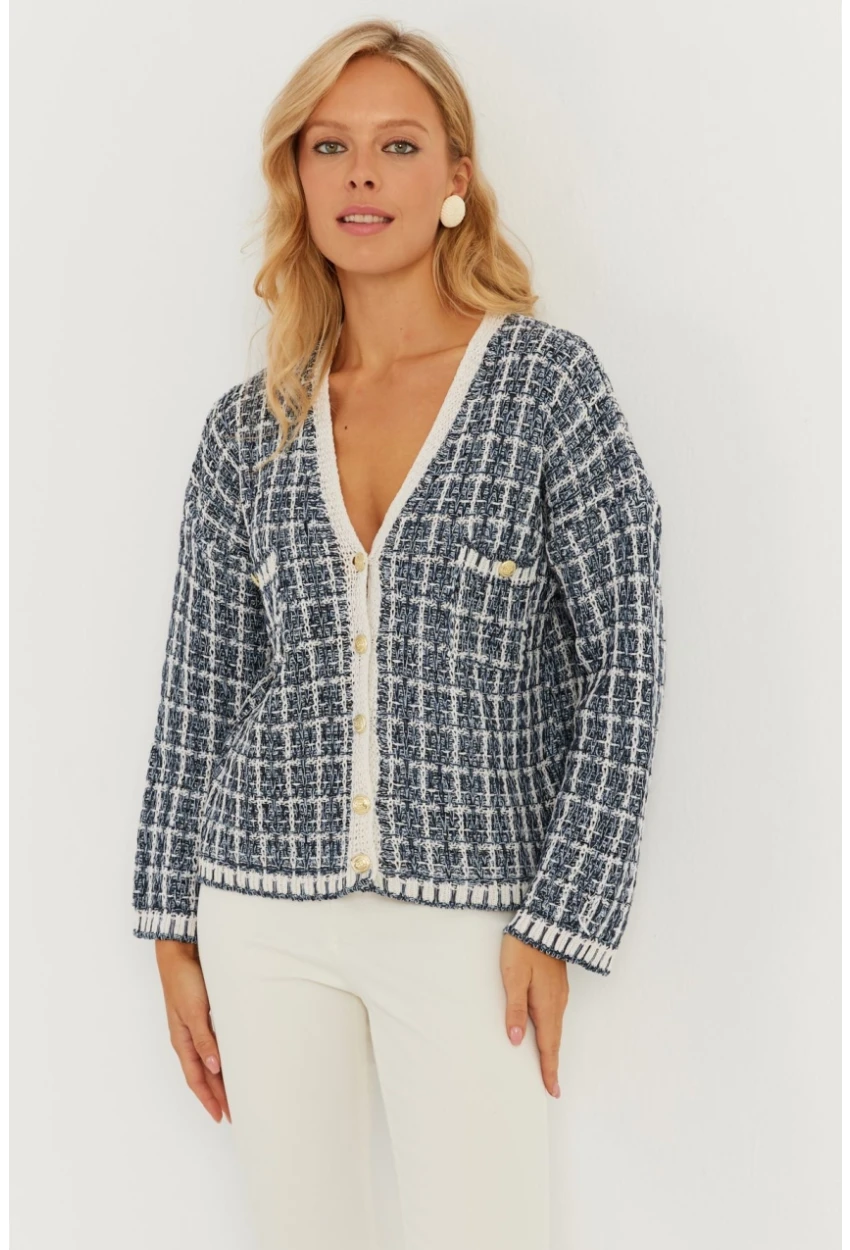 Kadın Lacivert Düğme Detaylı Hırka MİW4461