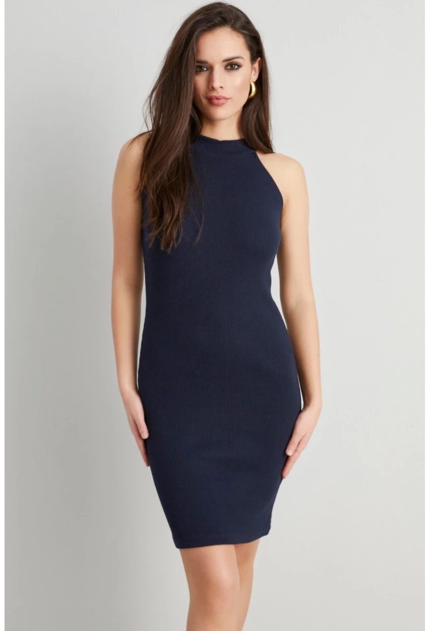 Kadın Lacivert Kaşkorse Kolsuz Elbise Yİ1567