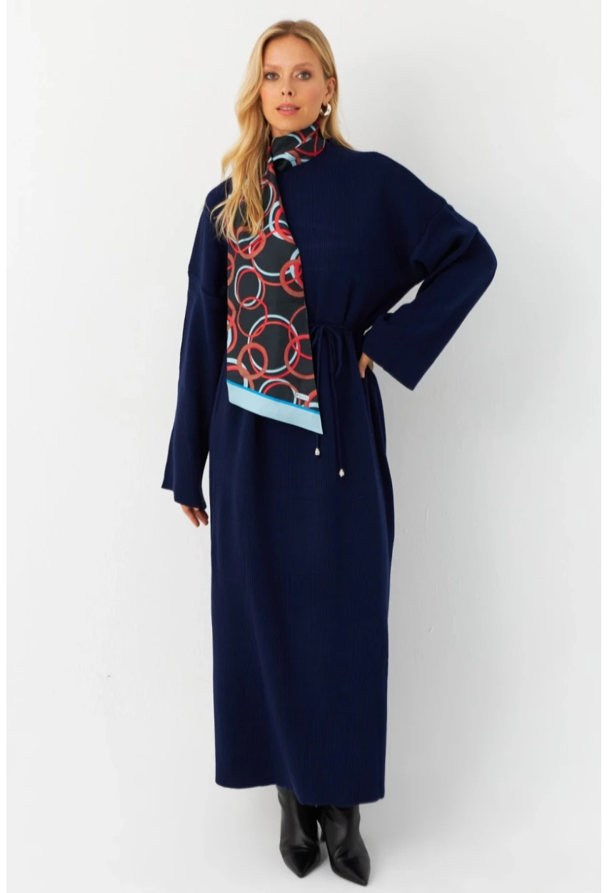 Kadın Lacivert Triko Maxi Elbise MTC3367