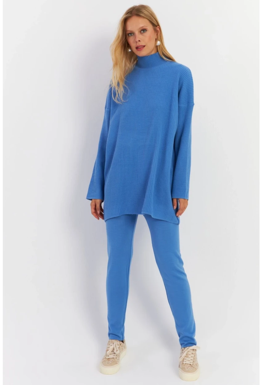 Kadın Mavi Triko Alt Üst Takım NUV9