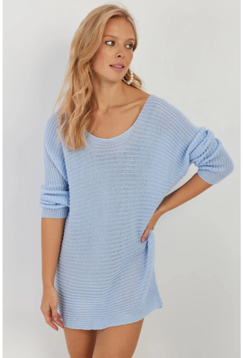 Kadın Mavi Triko Kazak SMT223