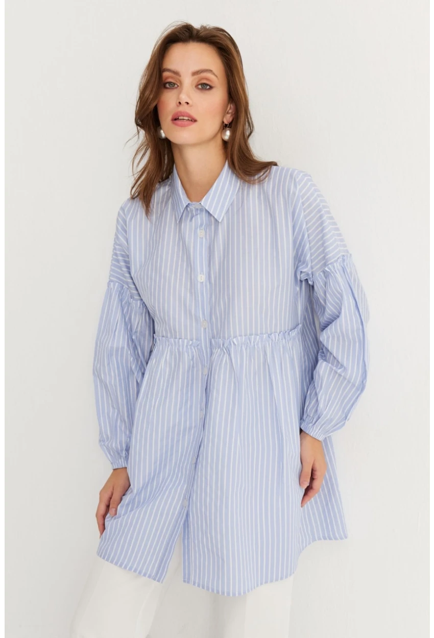 Kadın Mavi Tunik Gömlek MASF12