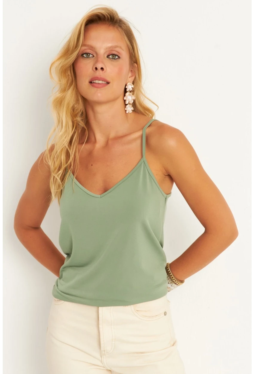 Kadın Mint Askılı Bluz AYD269