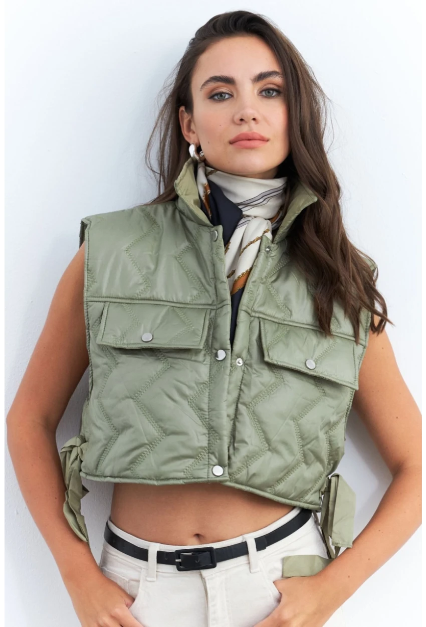 Kadın Mint Crop Yelek İS808