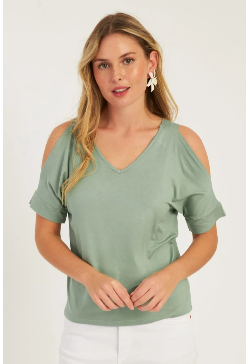 Kadın Mint Degaje Yaka Bluz BR1329