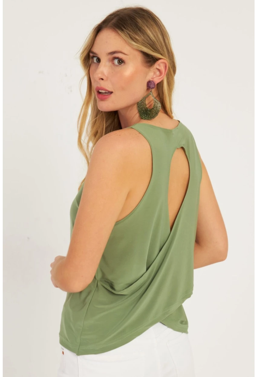 Kadın Mint Sırtı Çapraz Bluz YZ1029