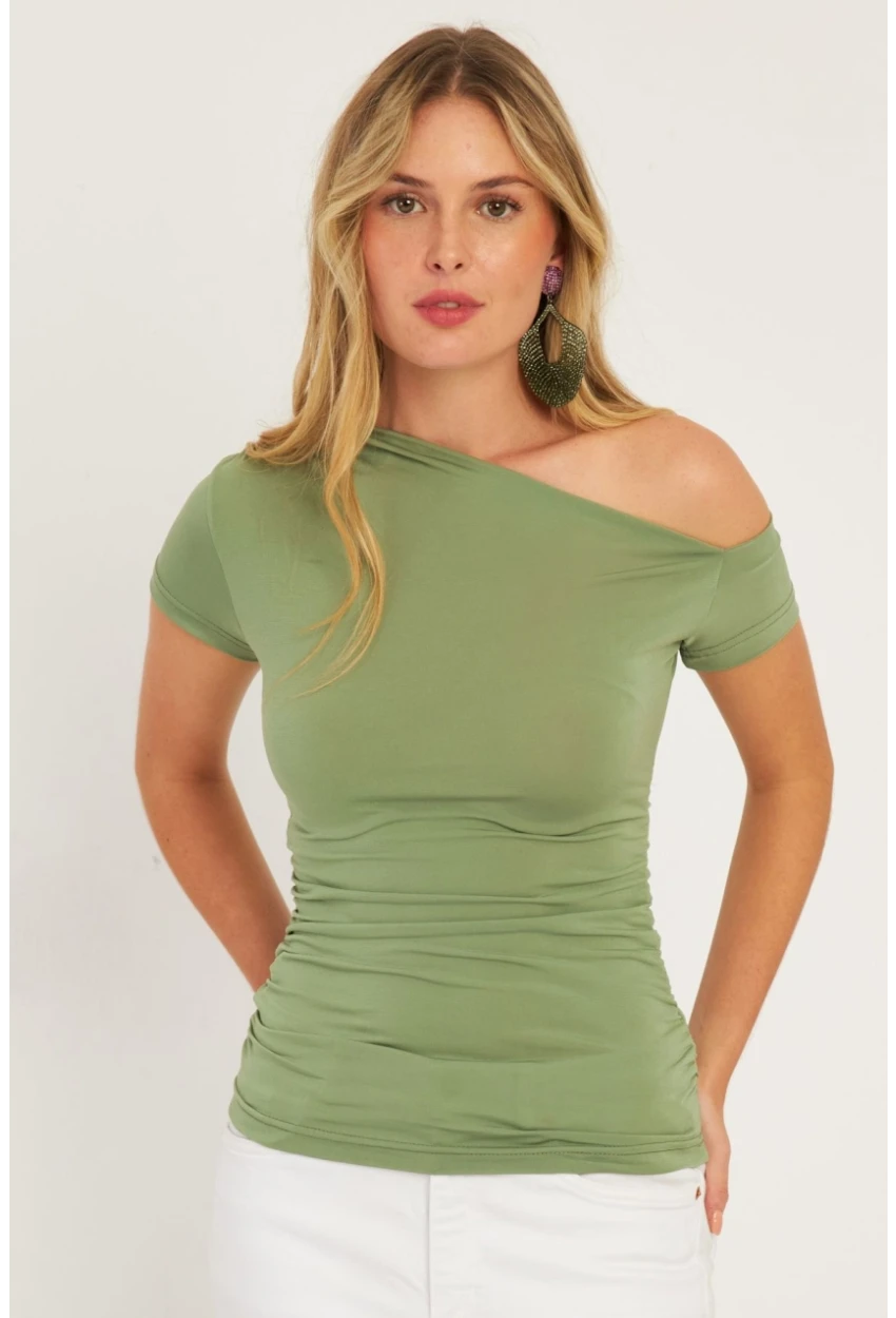 Kadın Mint Yanları Büzgülü Bluz YZ1017