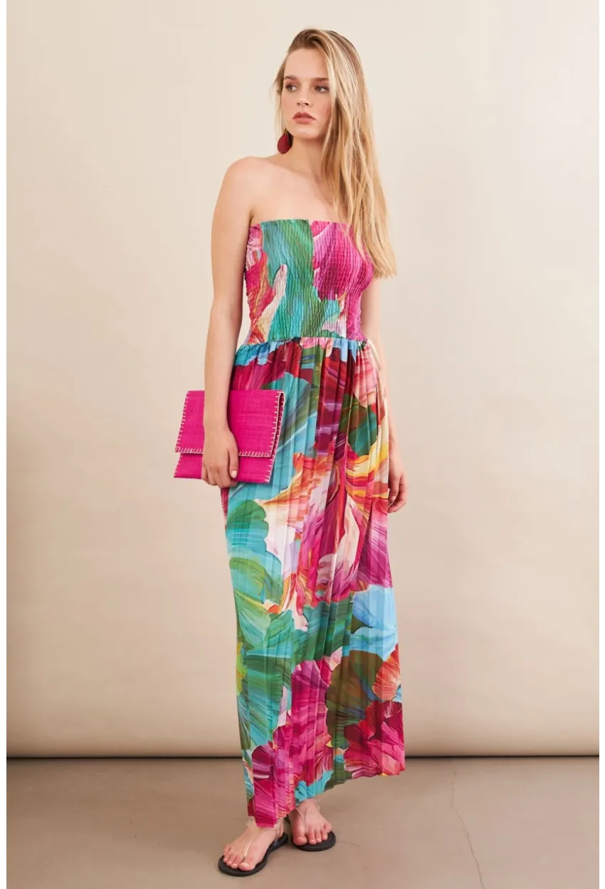 Kadın Multi Straplez Pilise Uzun Elbise MSİ100