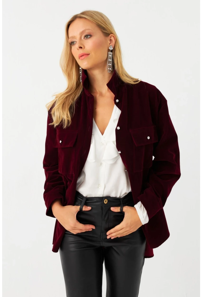 Kadın Mürdüm Süet Gömlek CAR1074