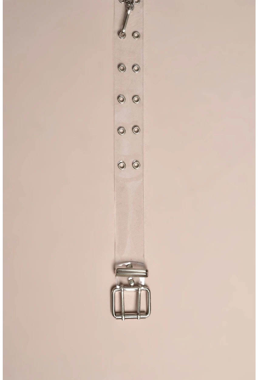 Kadın No Color Kuş Gözlü Zincirli Şeffaf Kemer BE369