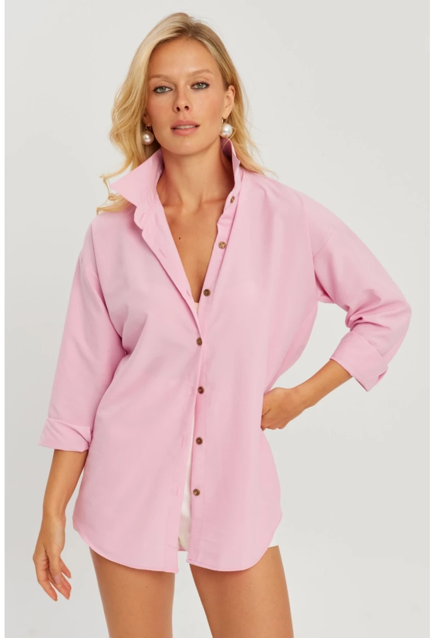 Kadın Pembe Gömlek Q987