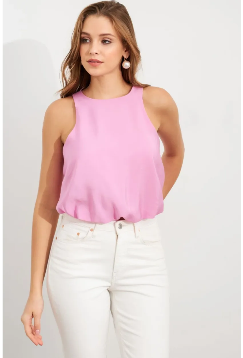 Kadın Pembe Kolsuz Balon Bluz SAN101