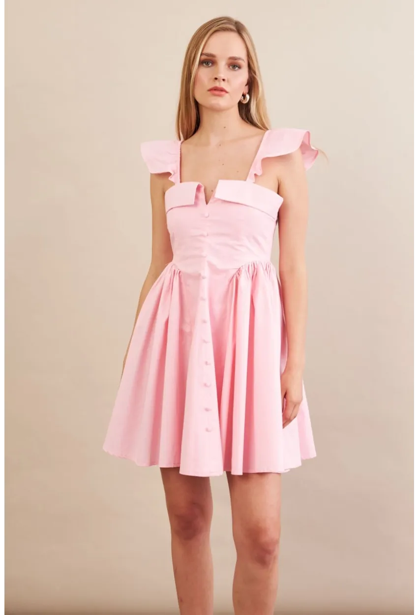 Kadın Pembe Midi Dokuma Elbise PSG1010