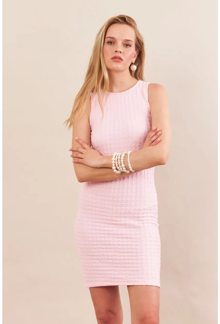 Kadın Pembe Rustik Mini Elbise FLU7310