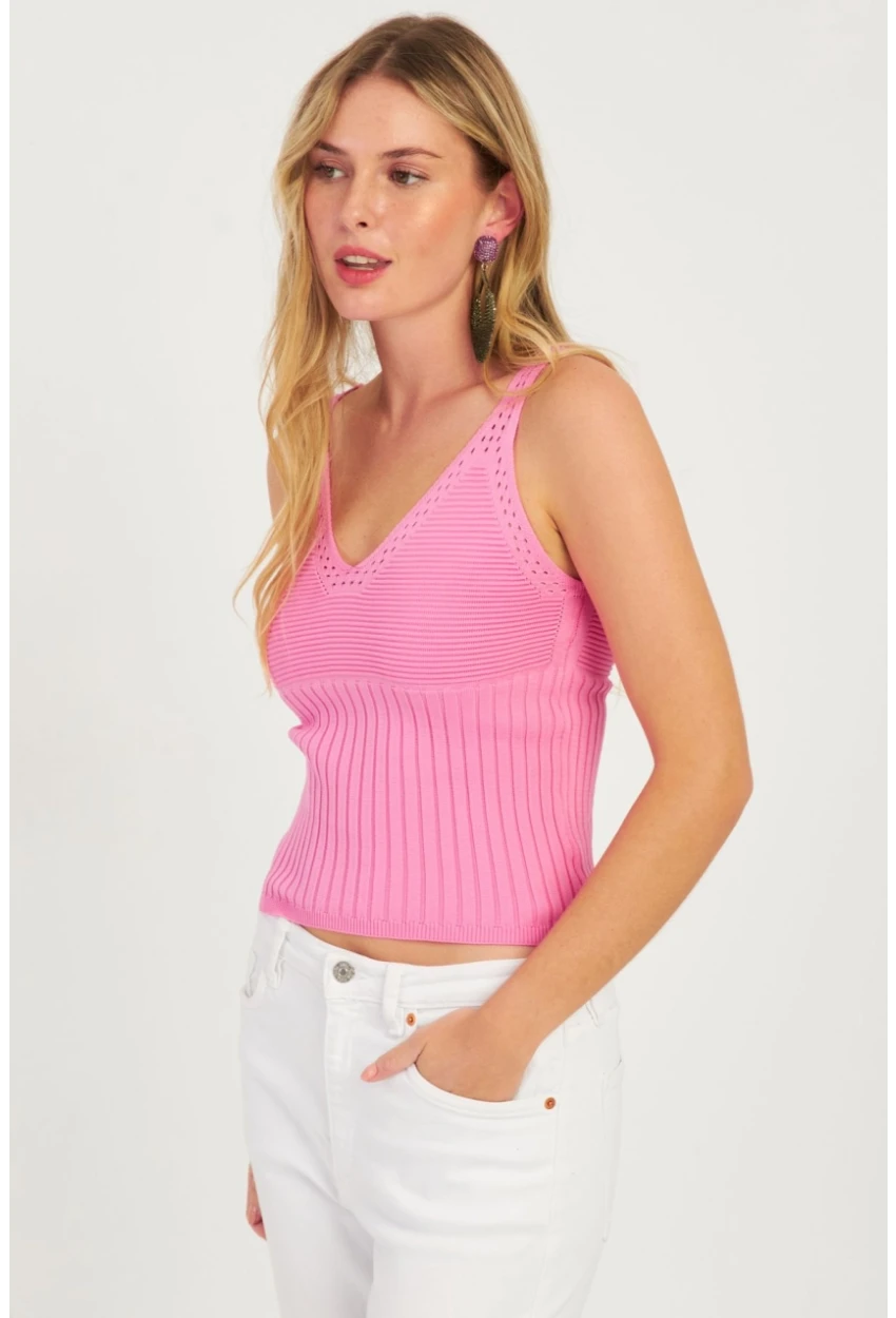 Kadın Pembe Triko Bluz SMT225