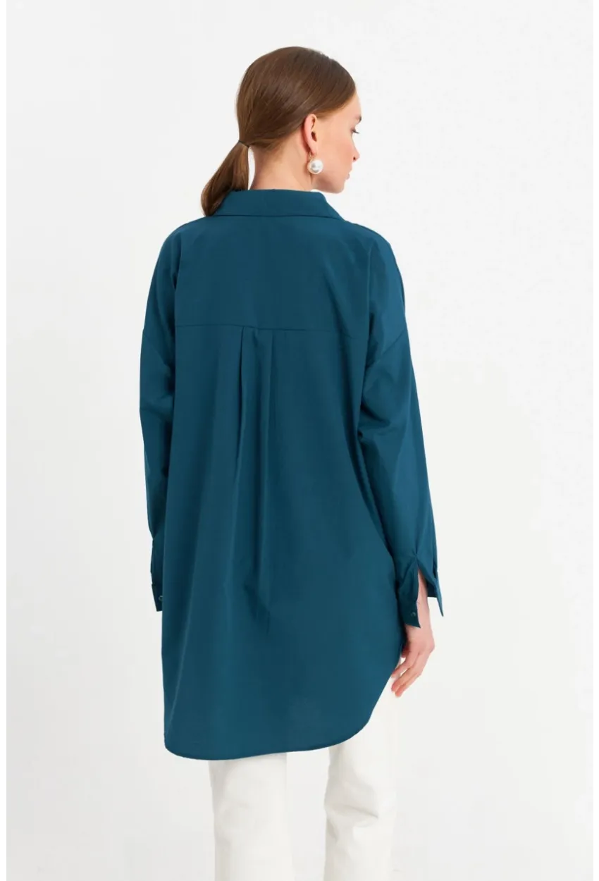 Kadın Petrol Tunik Gömlek MZER428