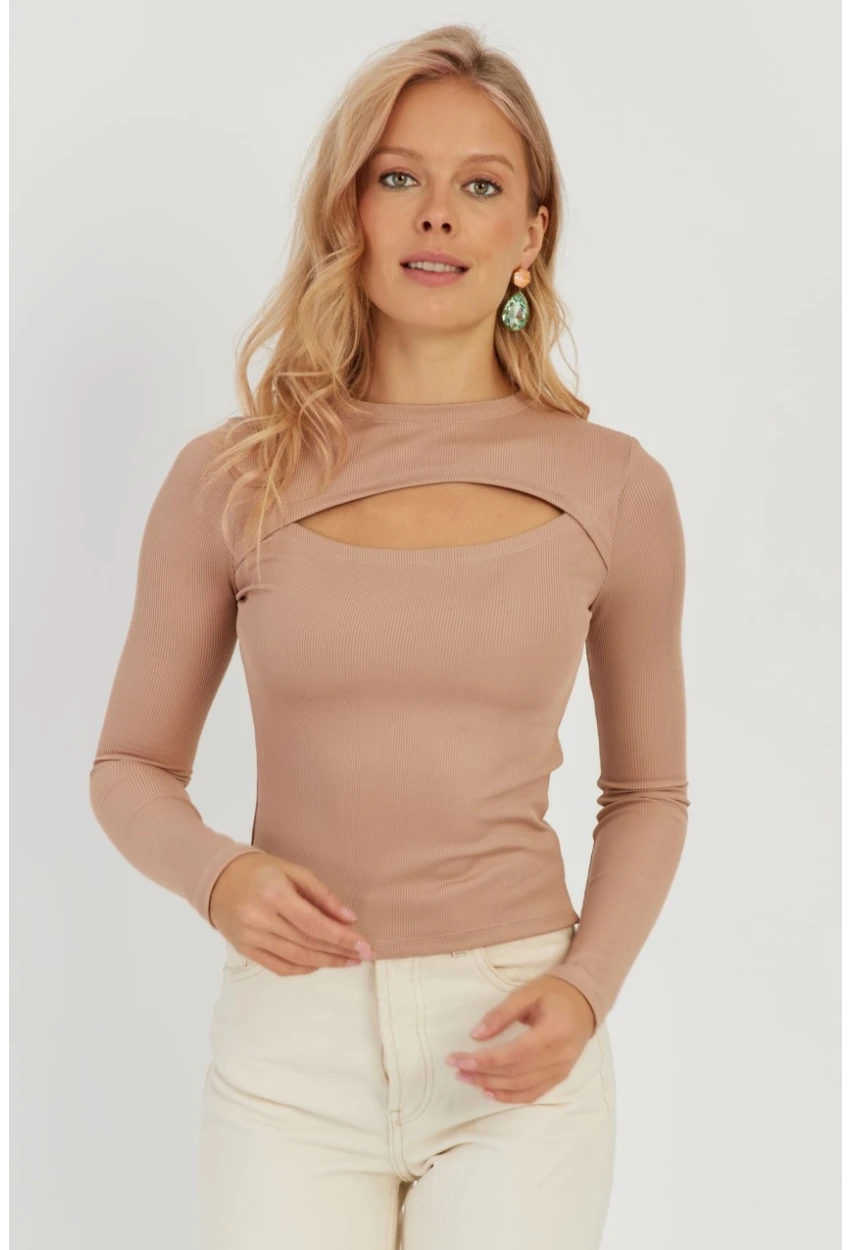 Kadın Pudra Pencereli Bluz LPP1256