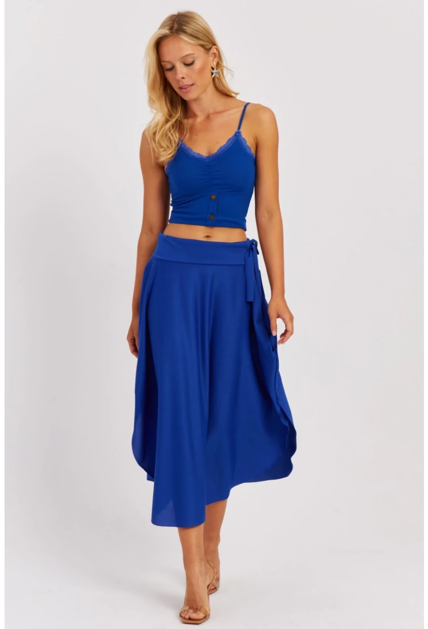 Kadın Saks Asimetrik Etek LV176