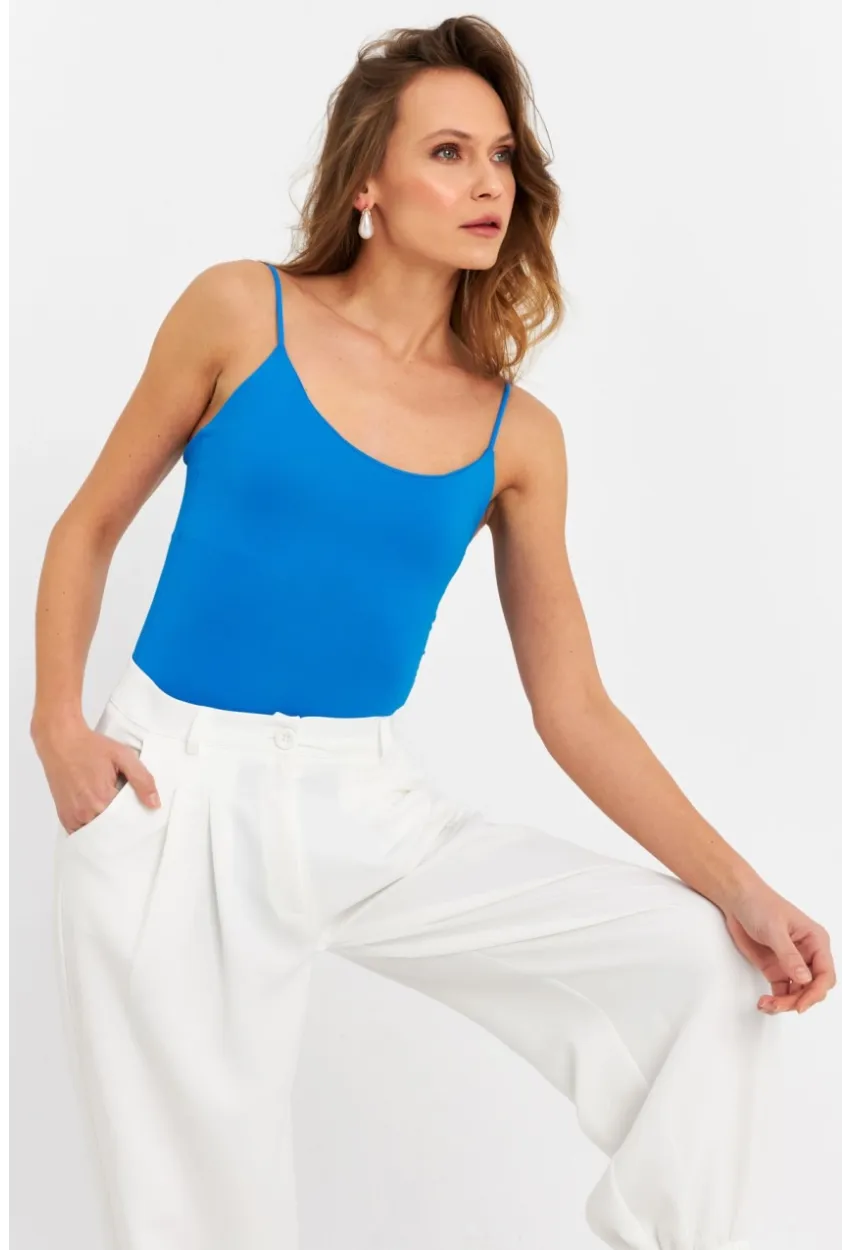 Kadın Saks Çıtçıtlı Body ZH129