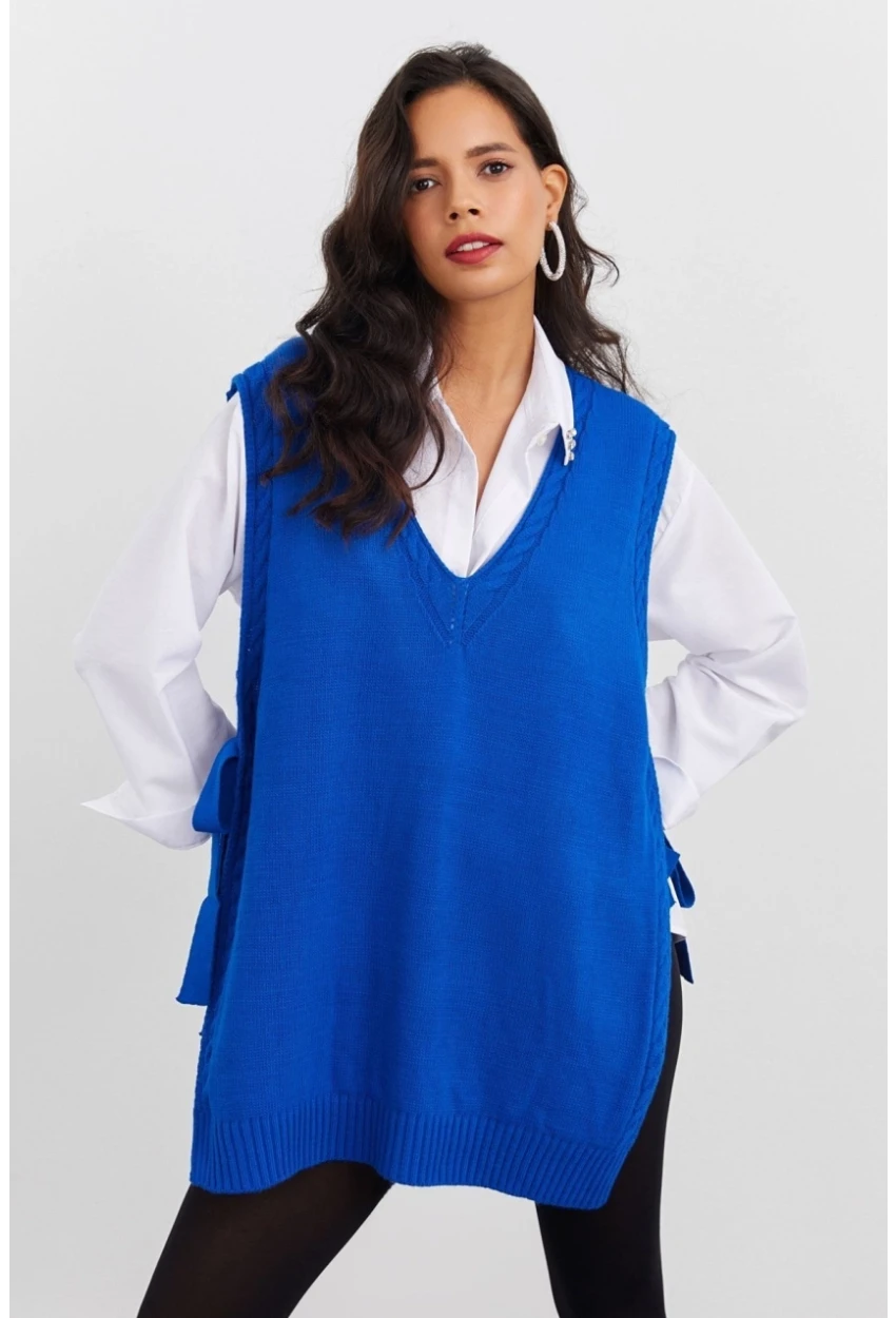 Kadın Saks Triko Süveter MYV103