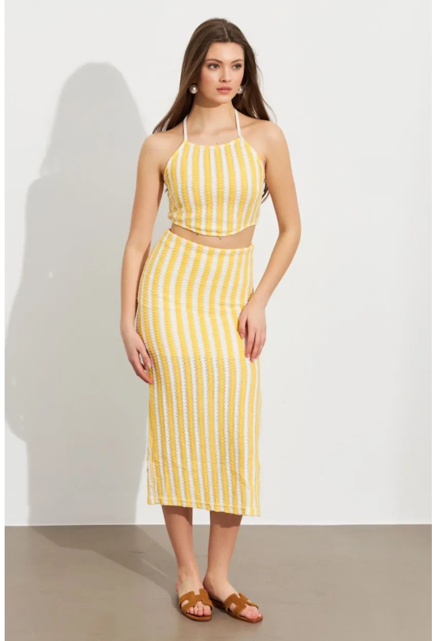 Kadın Sarı Etekli Triko Takım ROP108