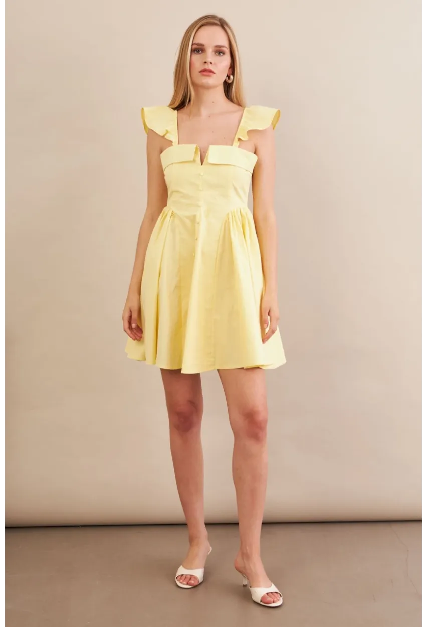 Kadın Sarı Midi Dokuma Elbise PSG1010