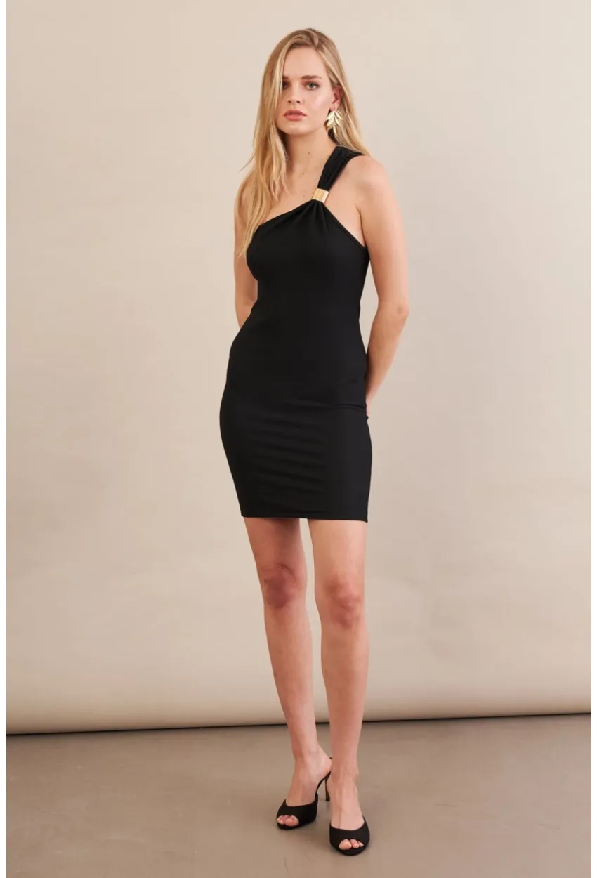 Kadın Siyah Aksesuarlı Mini Elbise FRY2315