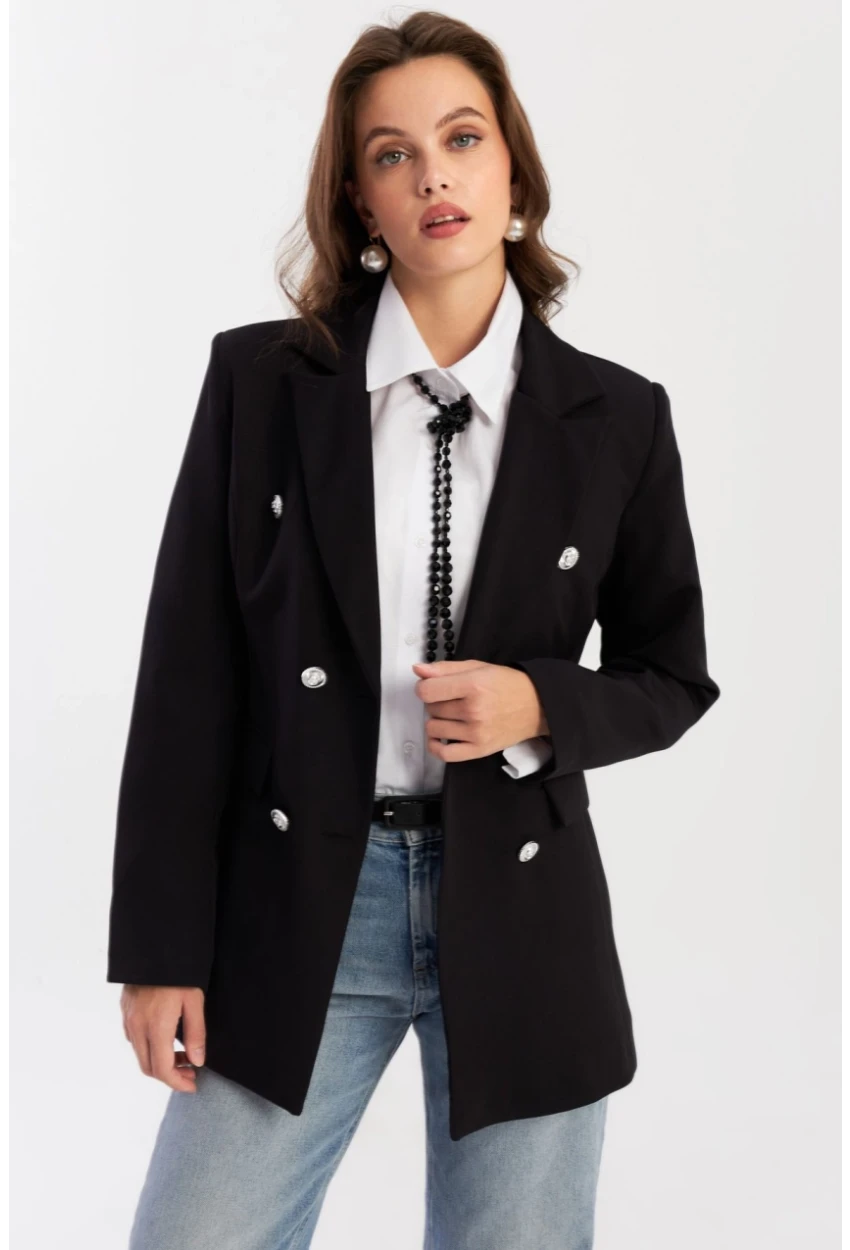 Kadın Siyah Alt Üst Astarlı Ceket MUF201
