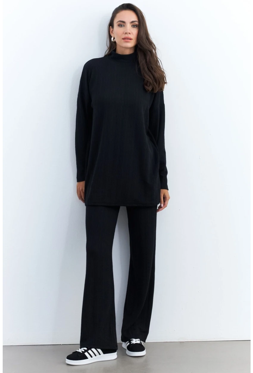 Kadın Siyah Alt Üst Pantolon Takım MTF28