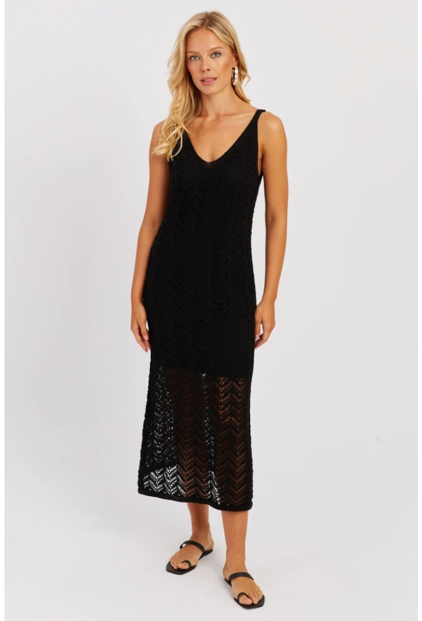 Kadın Siyah Askılı Astarlı Elbise YZ629