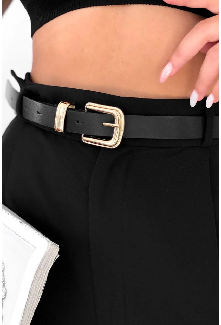 Kadın Siyah Basic Gold Tokalı Kemer BE654