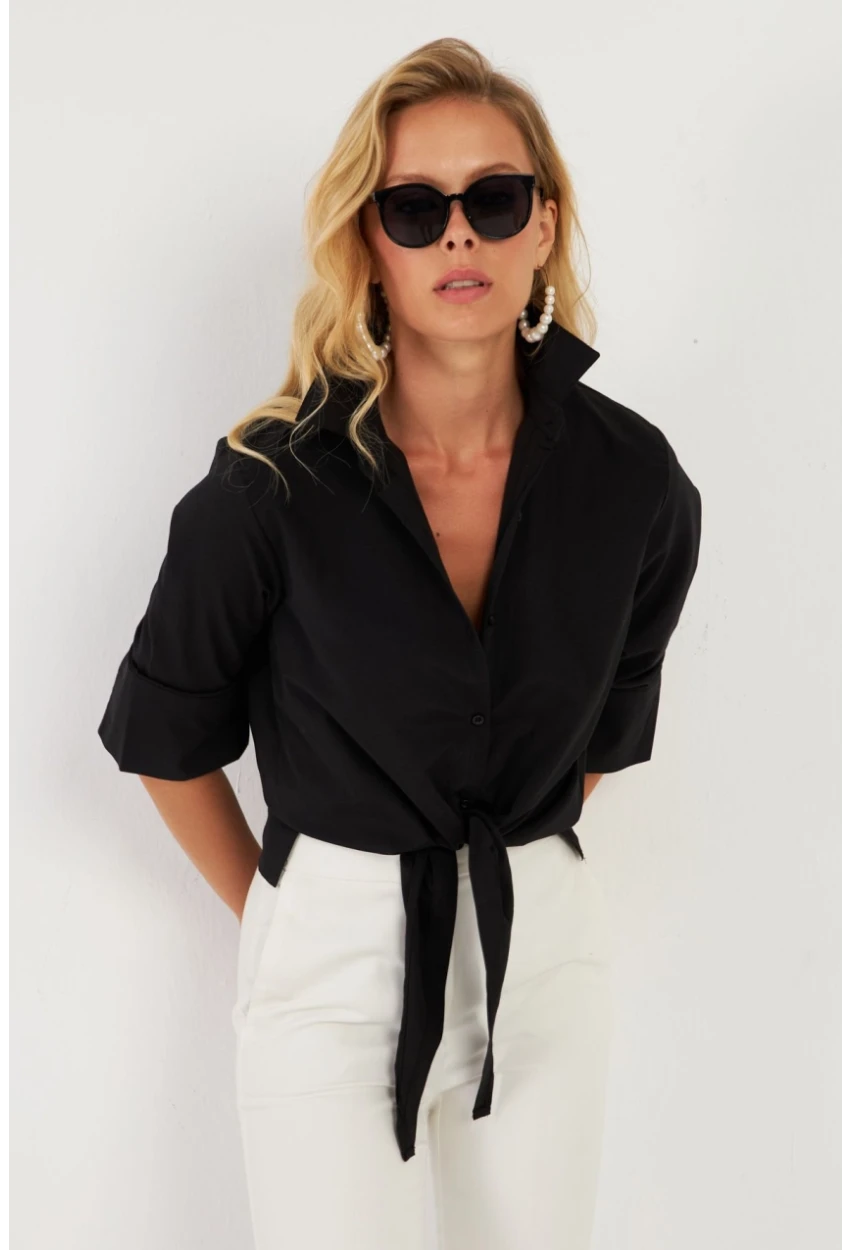 Kadın Siyah Basic Gömlek ZER409