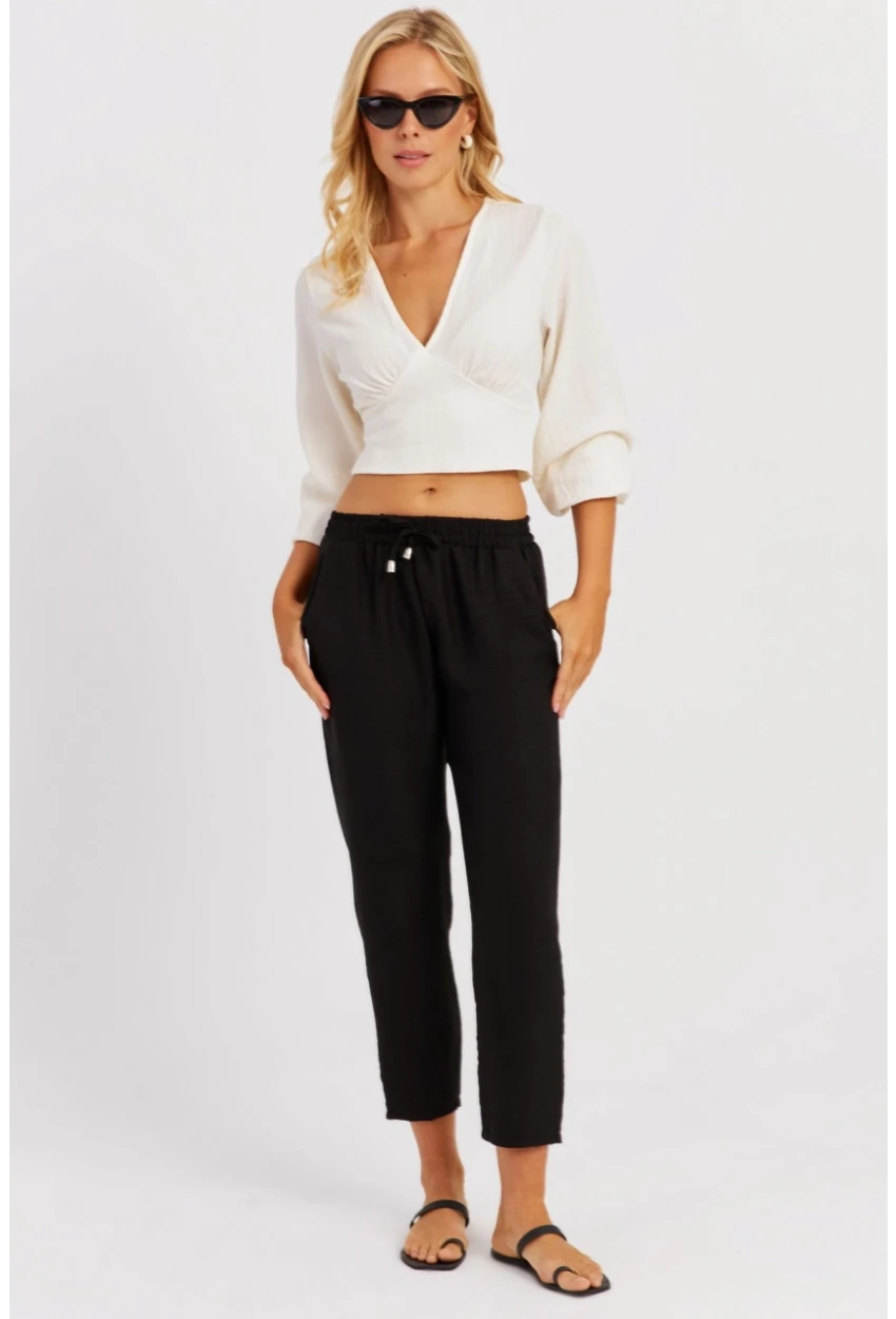 Kadın Siyah Beli Lastikli Pantolon GÇ161