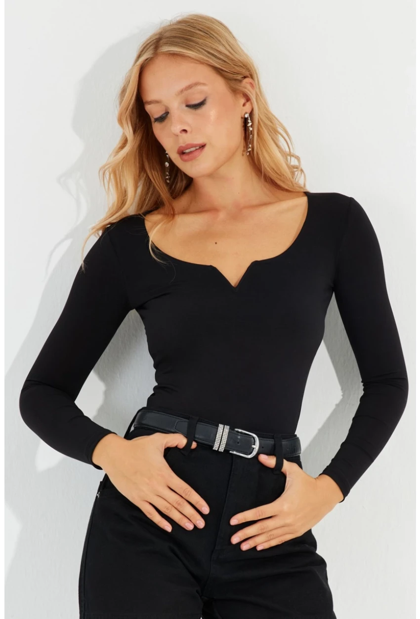 Kadın Siyah Bluz CY436