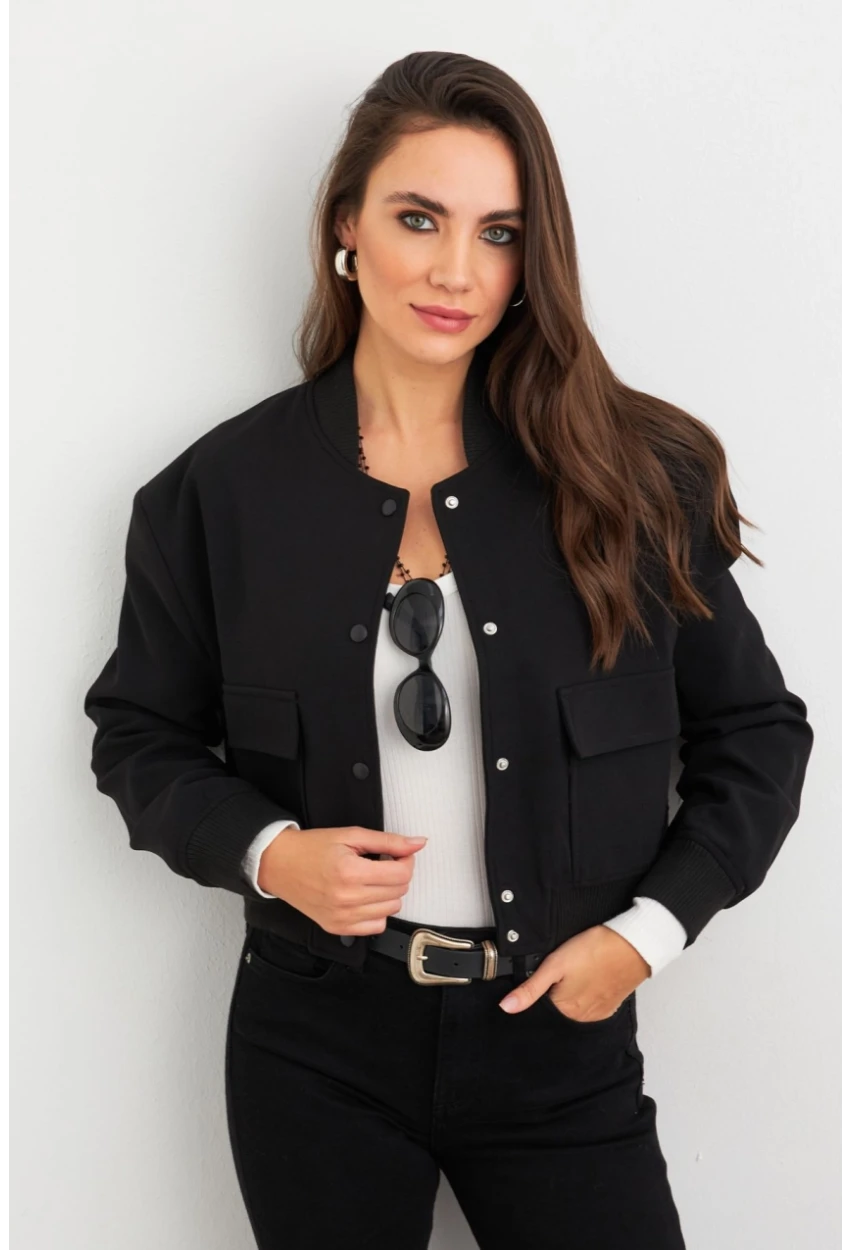 Kadın Siyah Bomber Ceket QRS8375