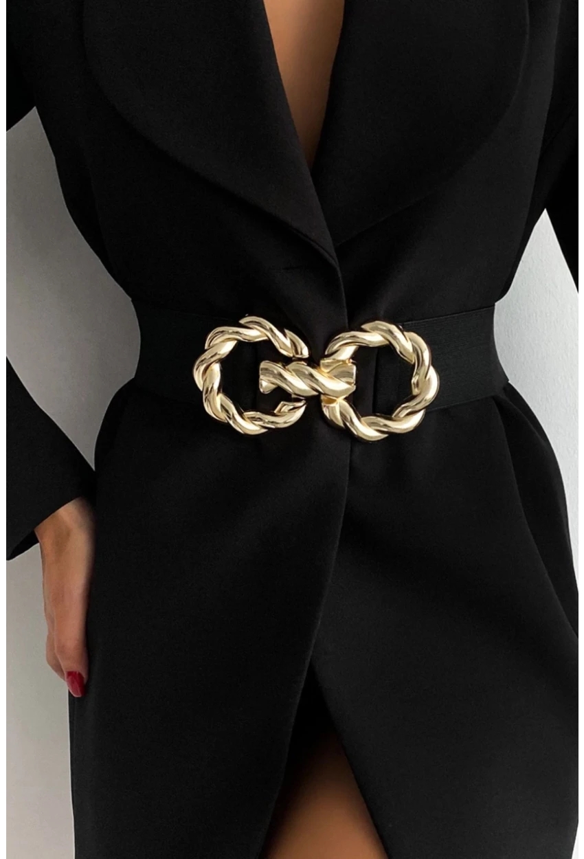 Kadın Siyah Burgu Tokalı Lastikli Kemer BE656