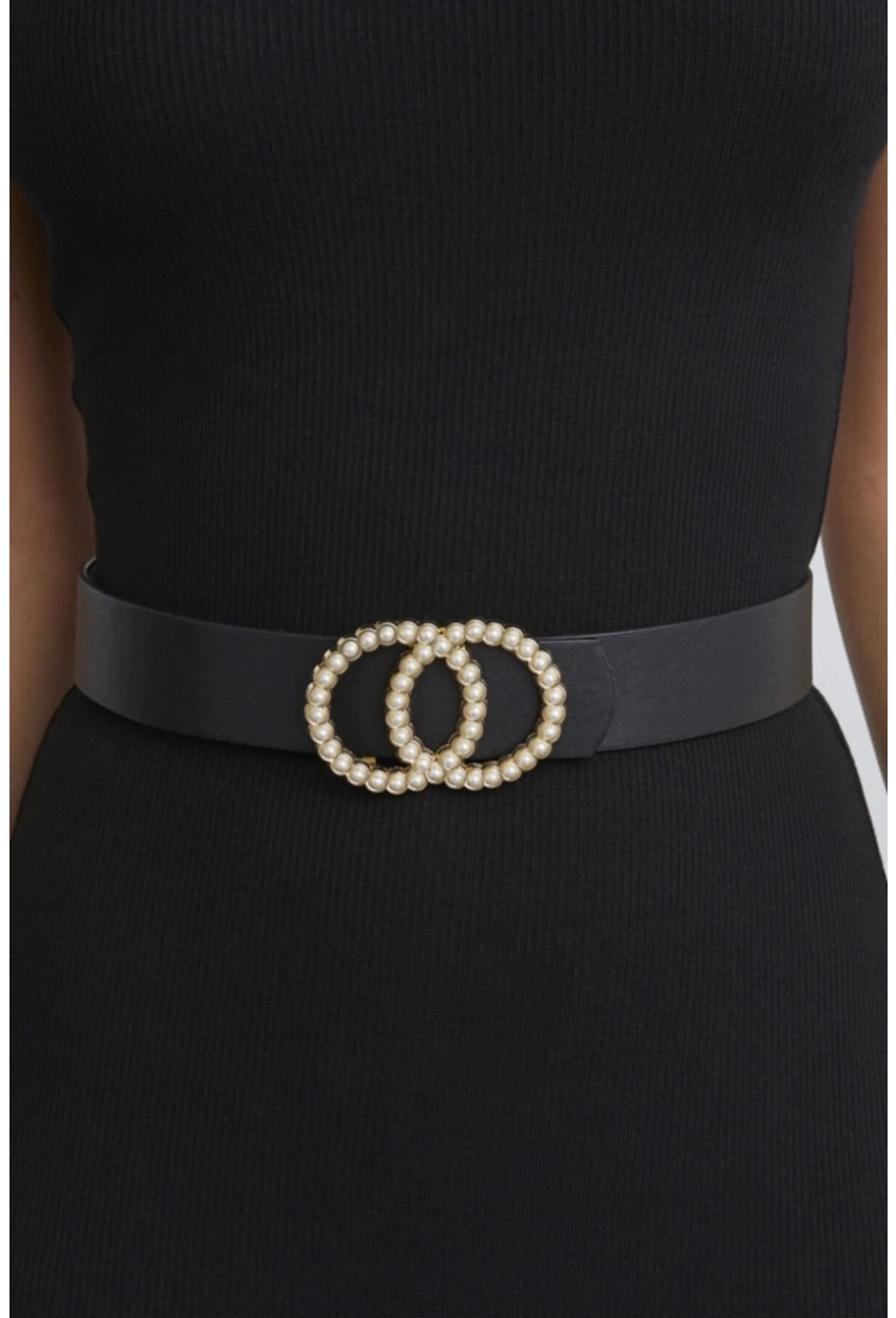 Kadın Siyah Çift Tokalı Kemer BE516