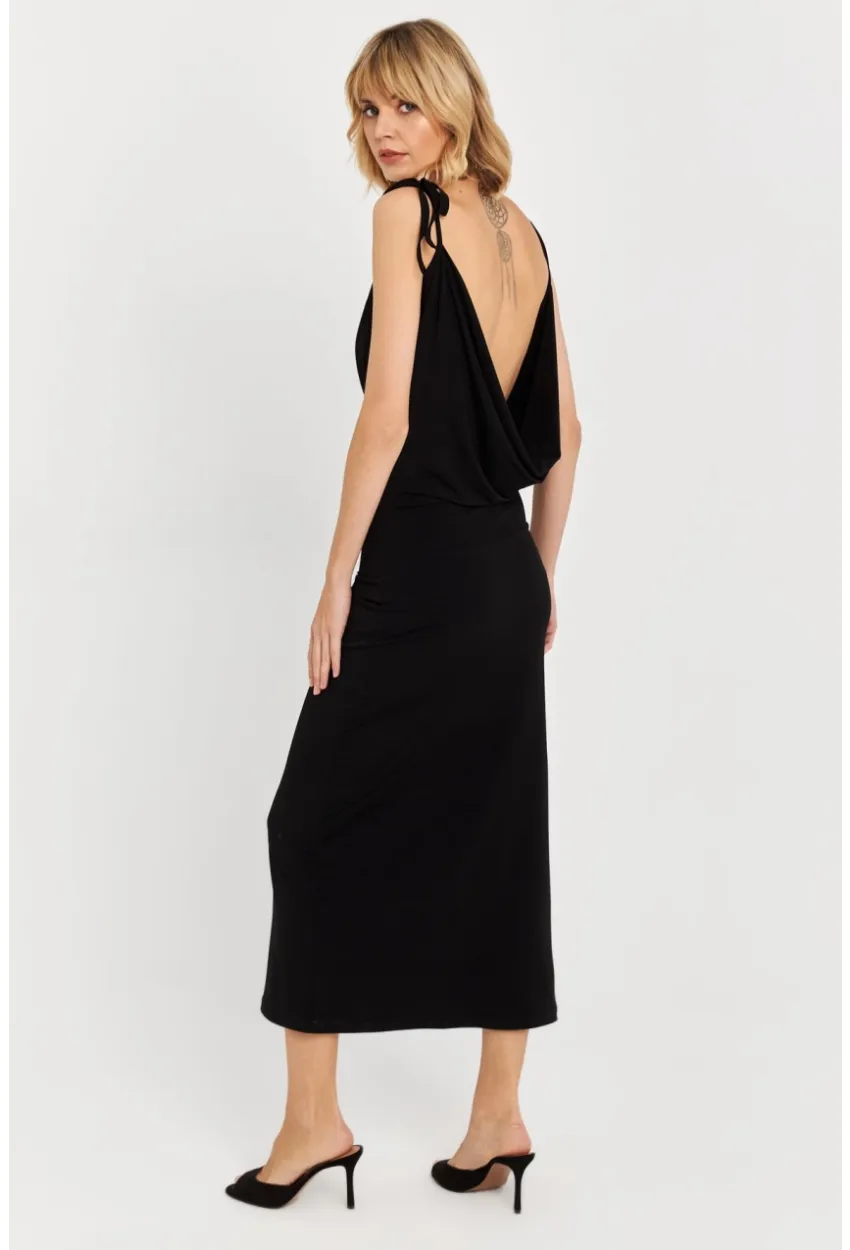 Kadın Siyah Degaje Maxi Elbise HOR0071