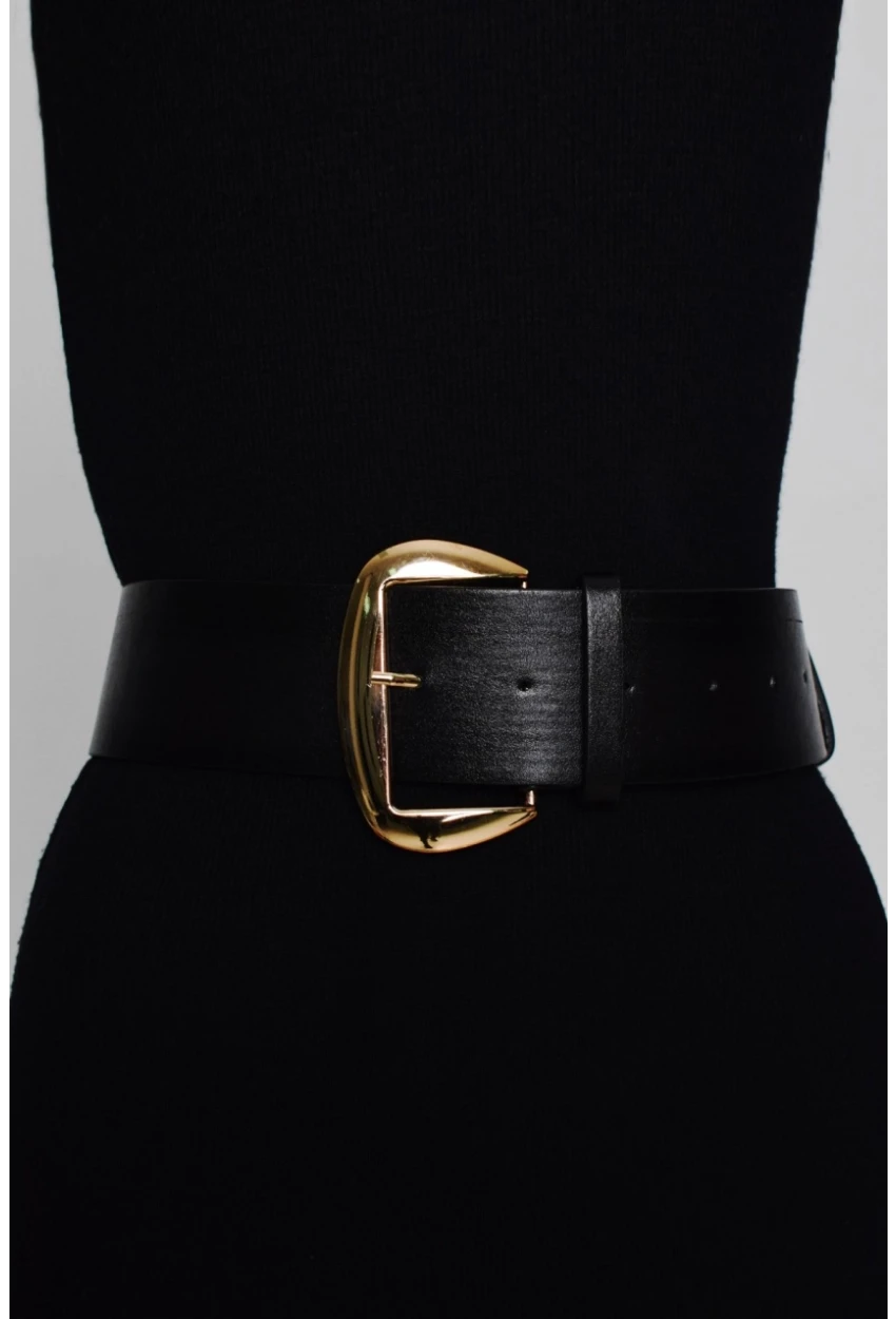 Kadın Siyah Gold Tokalı Kemer BE312