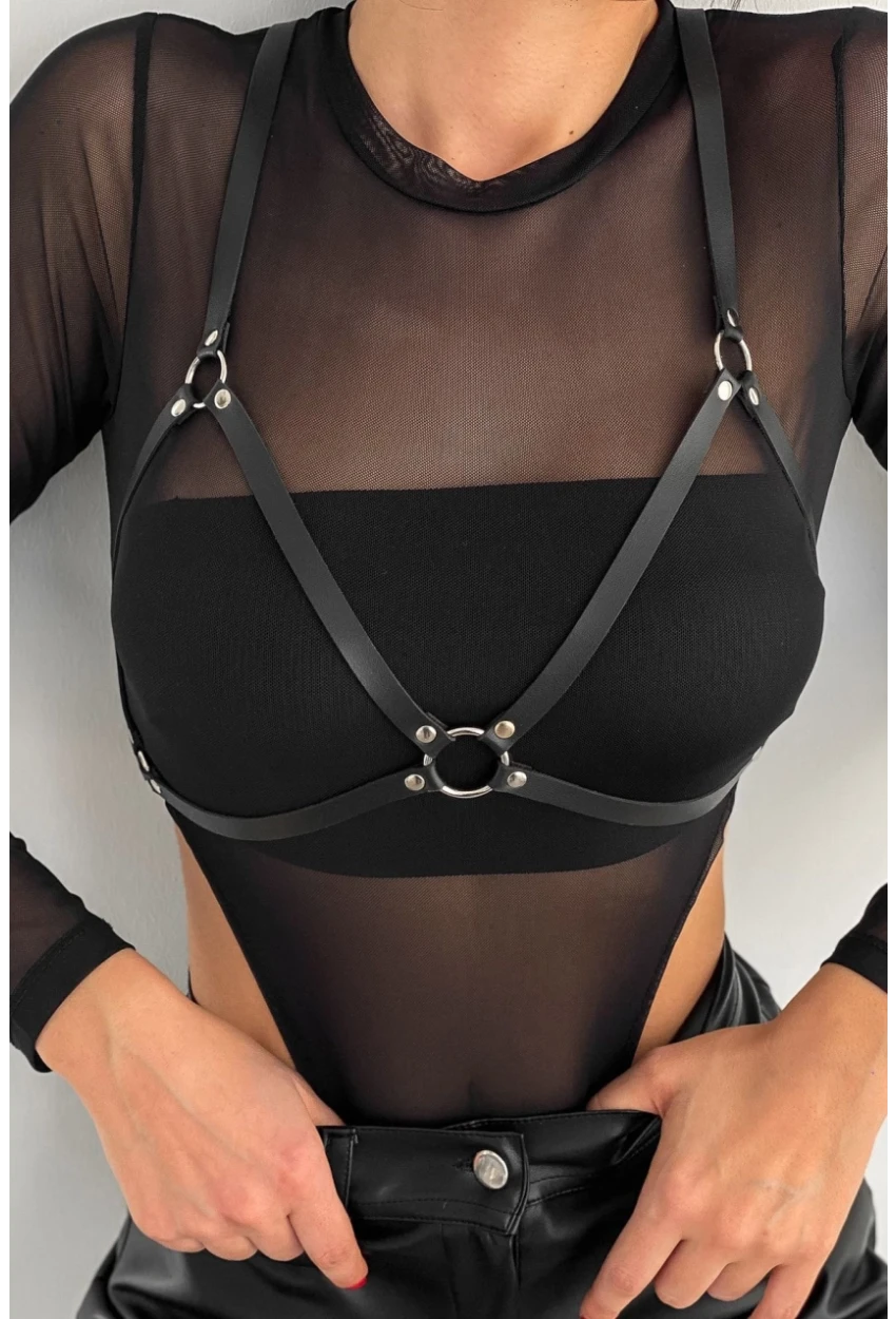 Kadın Siyah Halkalı Salopet BE626