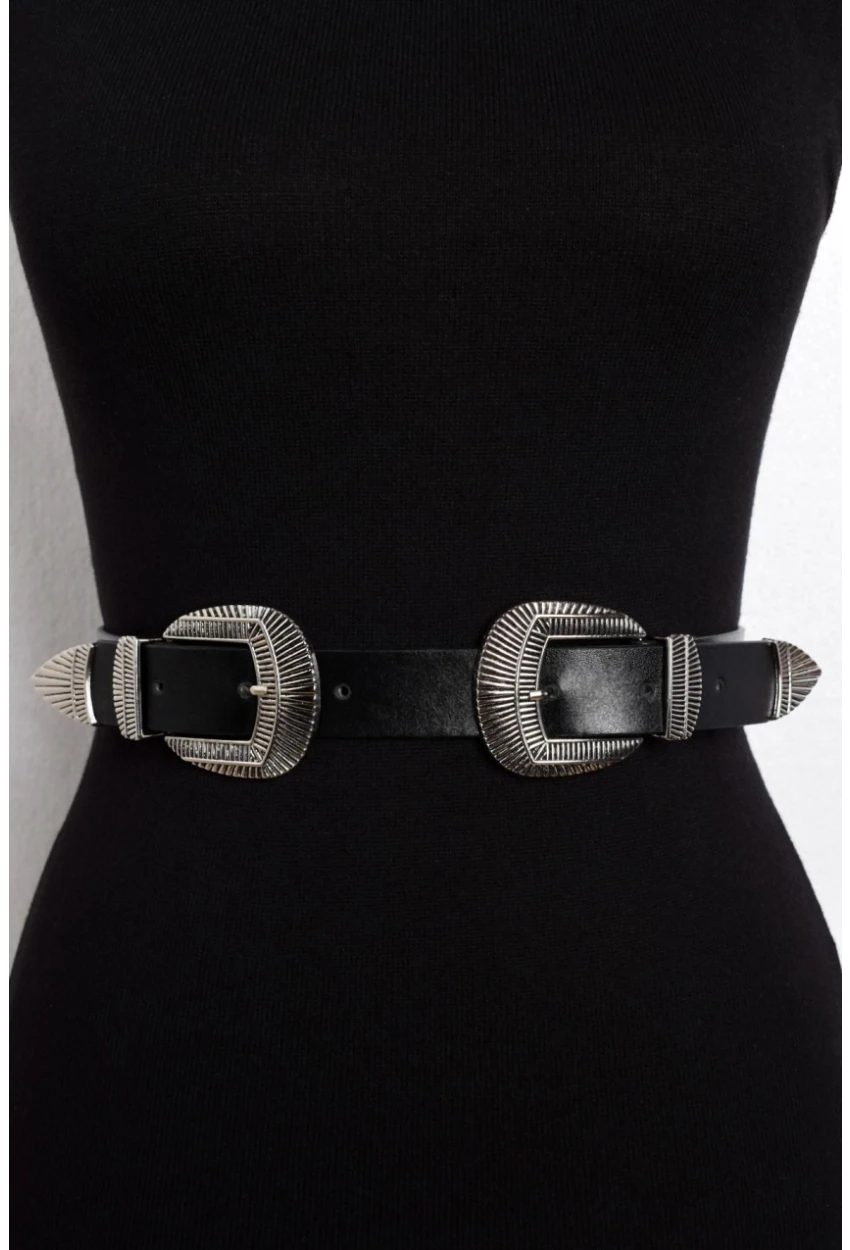 Kadın Siyah İkili Kemer BE220