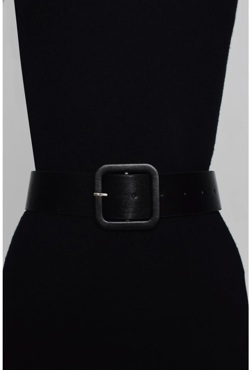 Kadın Siyah Kare Tokalı Kemer BE308