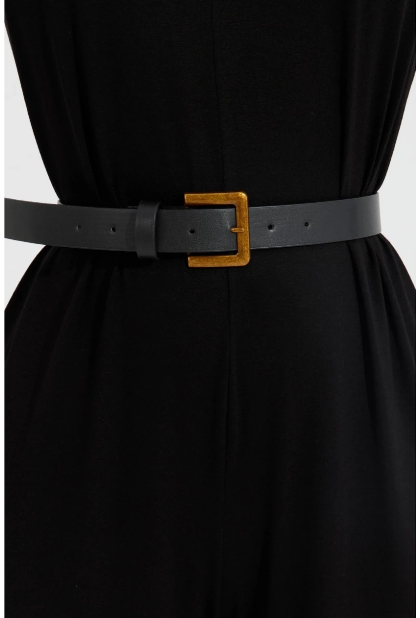 Kadın Siyah Kare Tokalı Kemer BE685