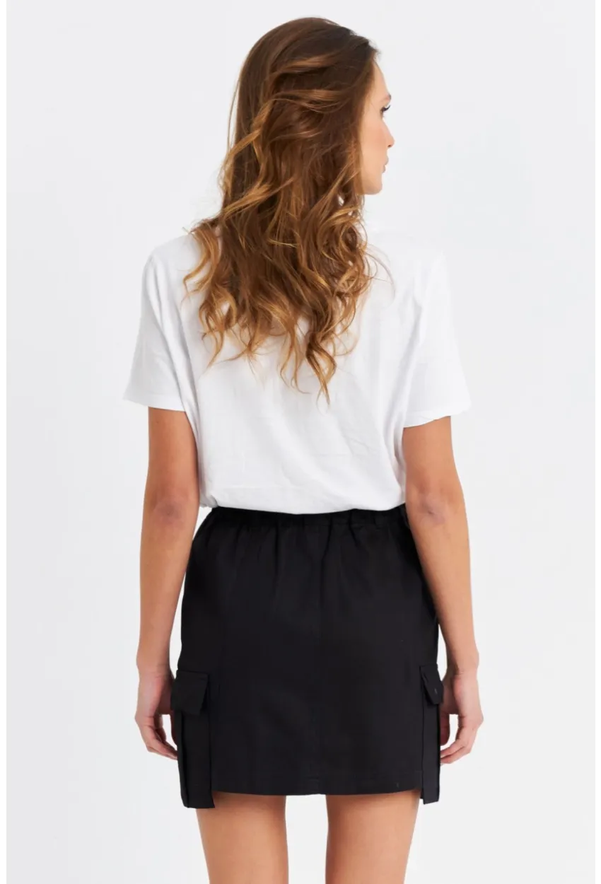 Kadın Siyah Kargo Mini Etek NH798