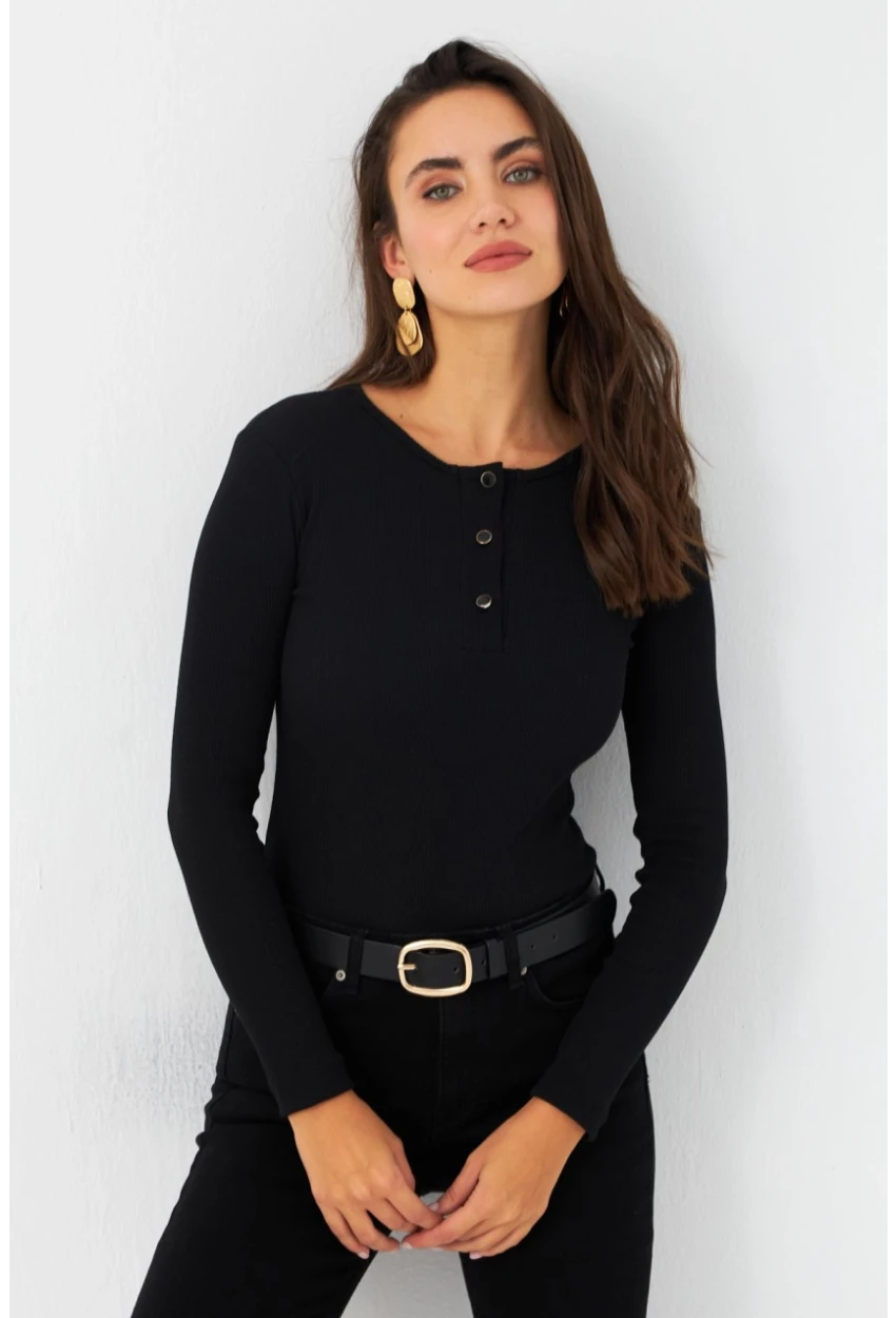 Kadın Siyah Kaşkorse Bluz EY2988