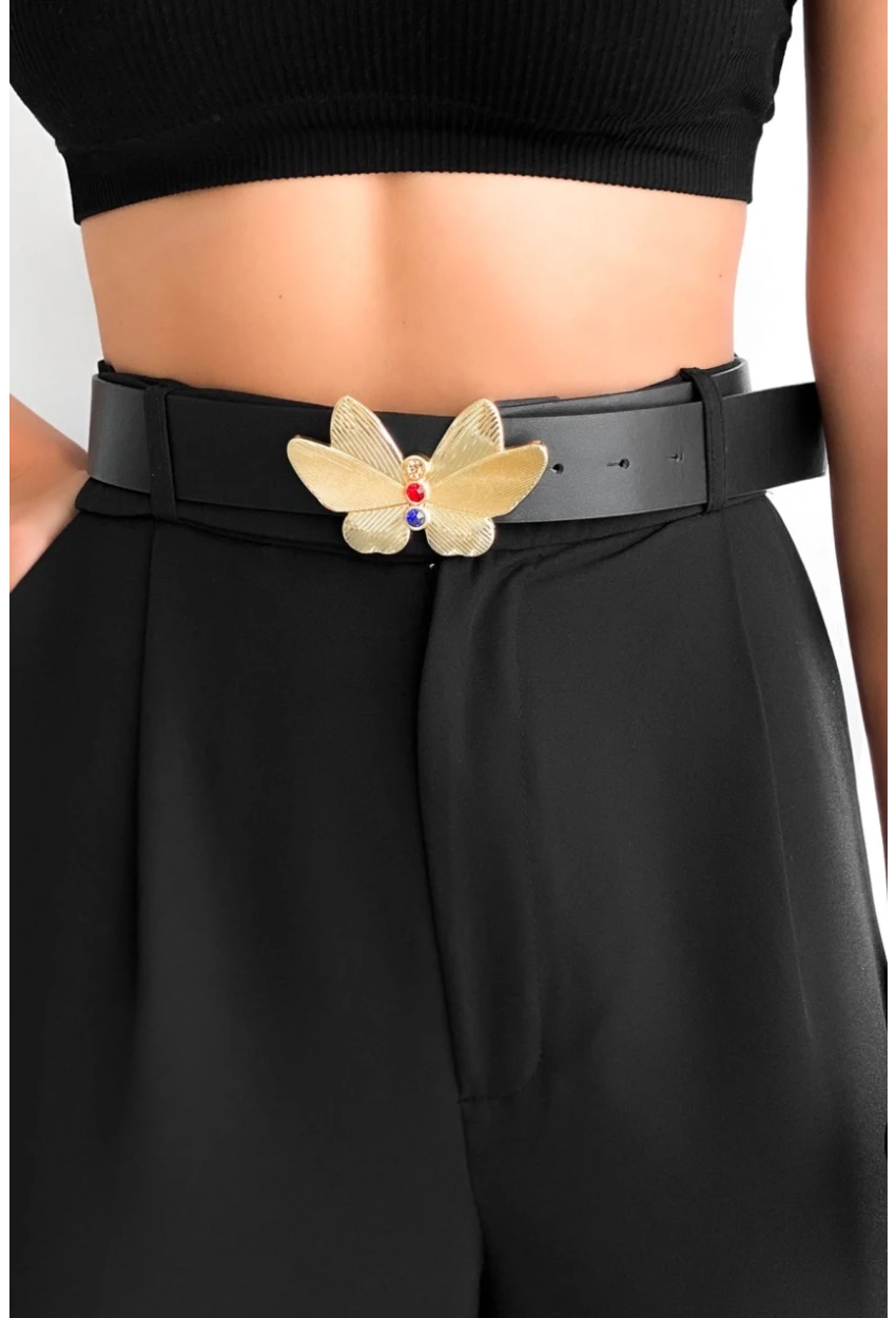 Kadın Siyah Kelebek Tokalı Kemer BE665