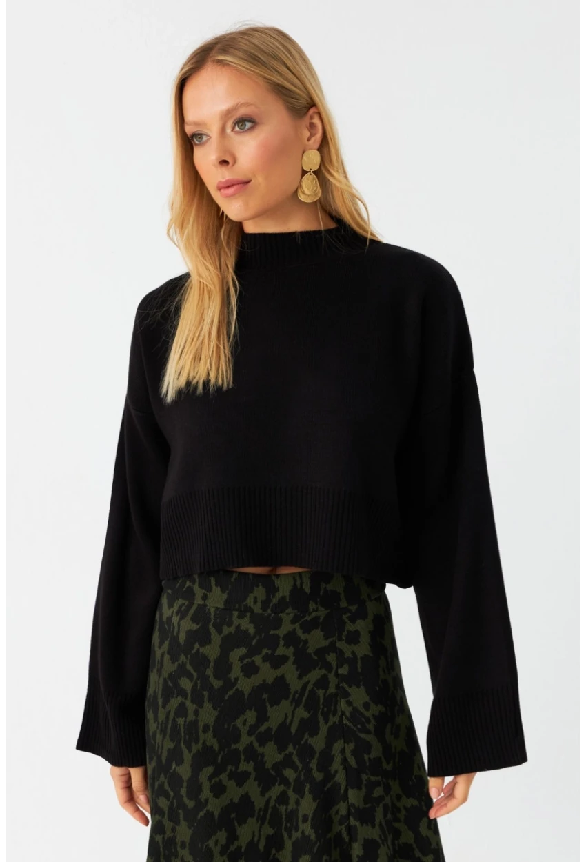 Kadın Siyah Kısa Kazak YİL559