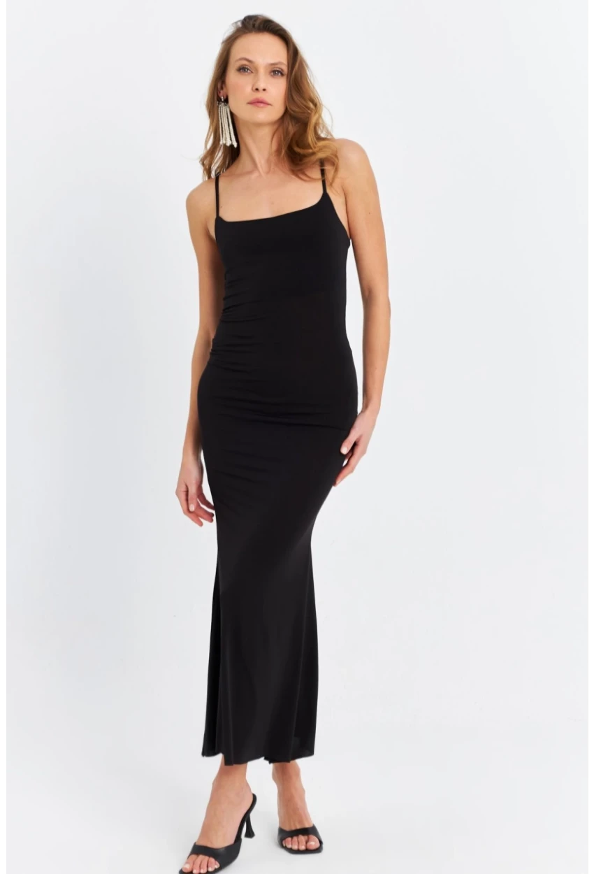 Kadın Siyah Midi Elbise DMR390