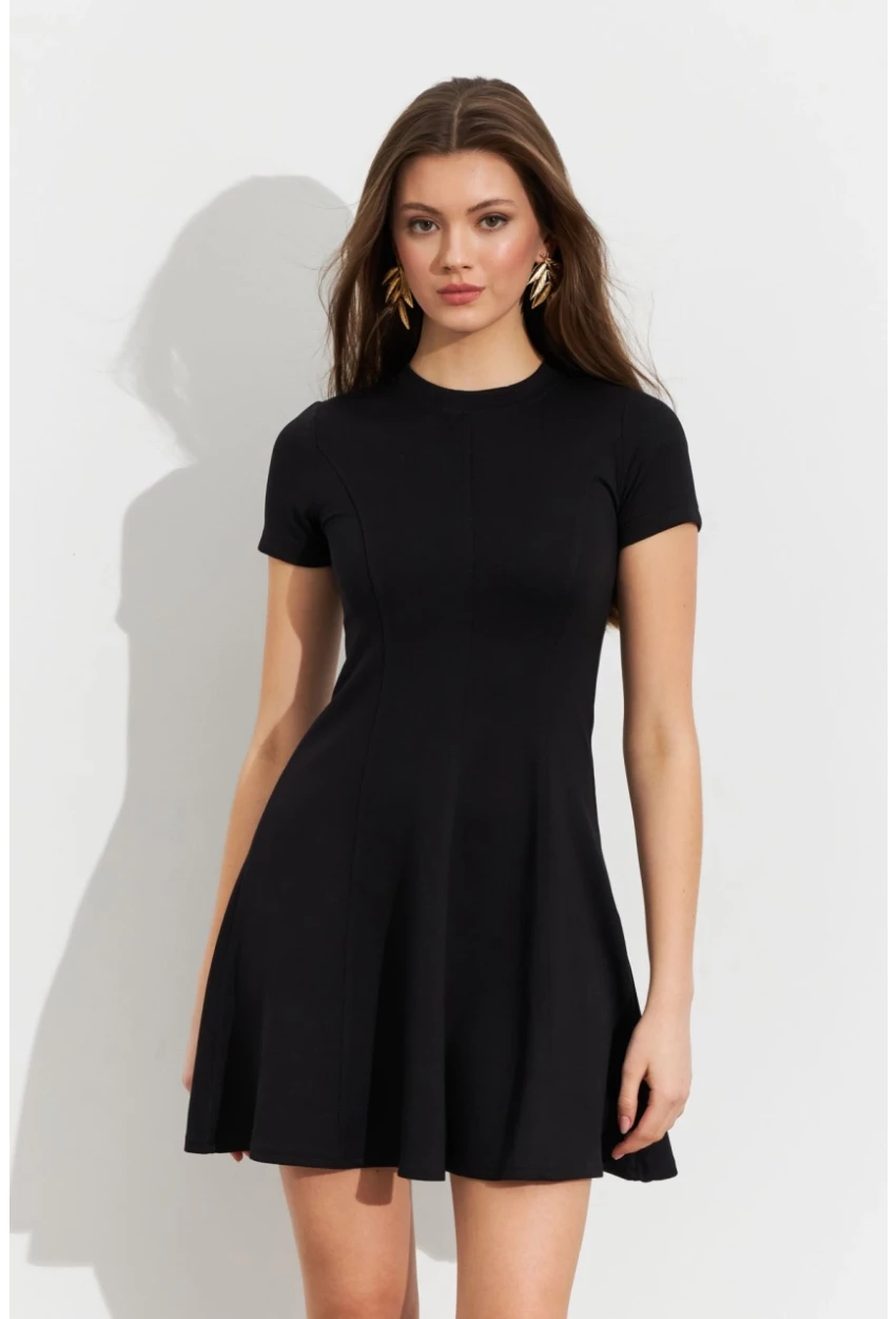 Kadın Siyah Mini Çan Elbise DMR456