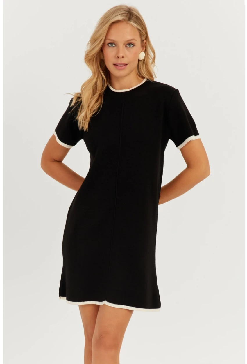Kadın Siyah Mini Triko Elbise MİW1356